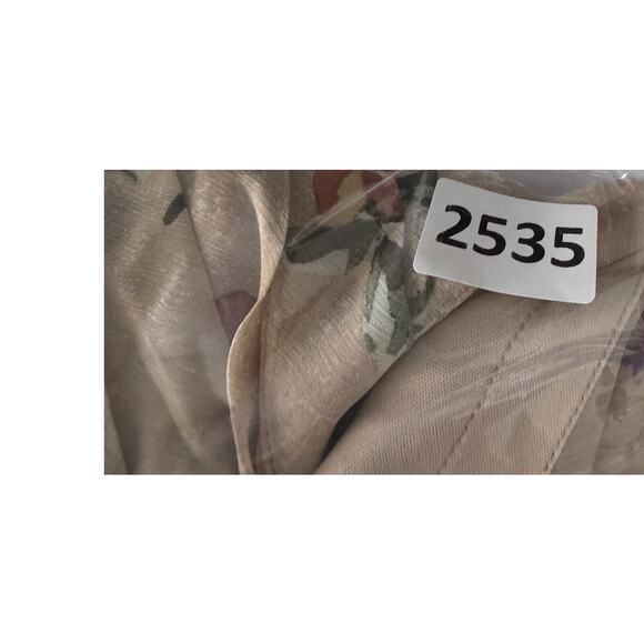 Enchanted Garden Floral Chiffon Peasant Top Small 100% Polyester Natural - Picture 13 of 13